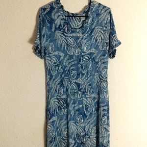 ORVIS Hawaiian Aline Button Down Midi Dress M